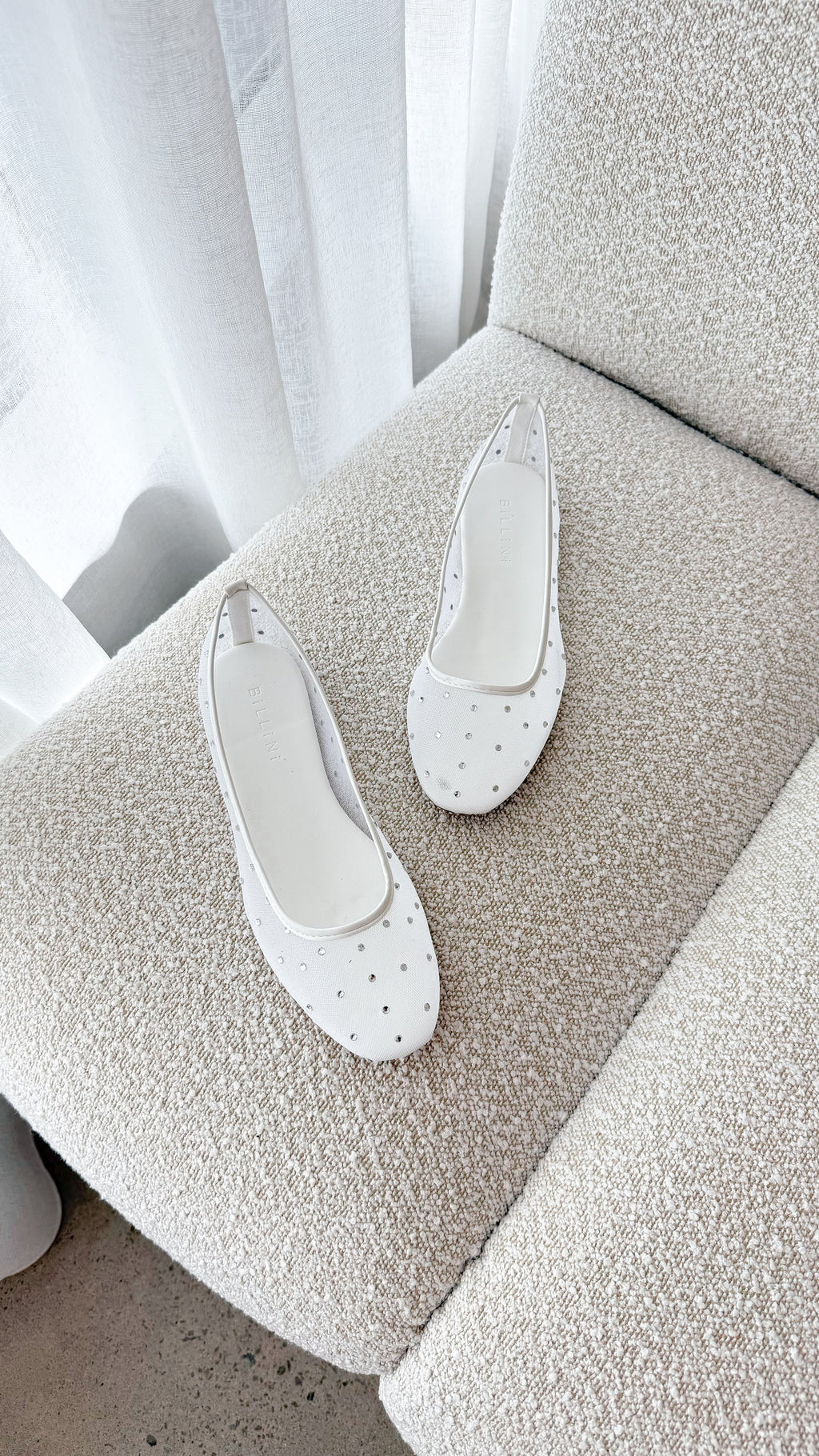 Gerani Flats - White Mesh Diamante - Billy J