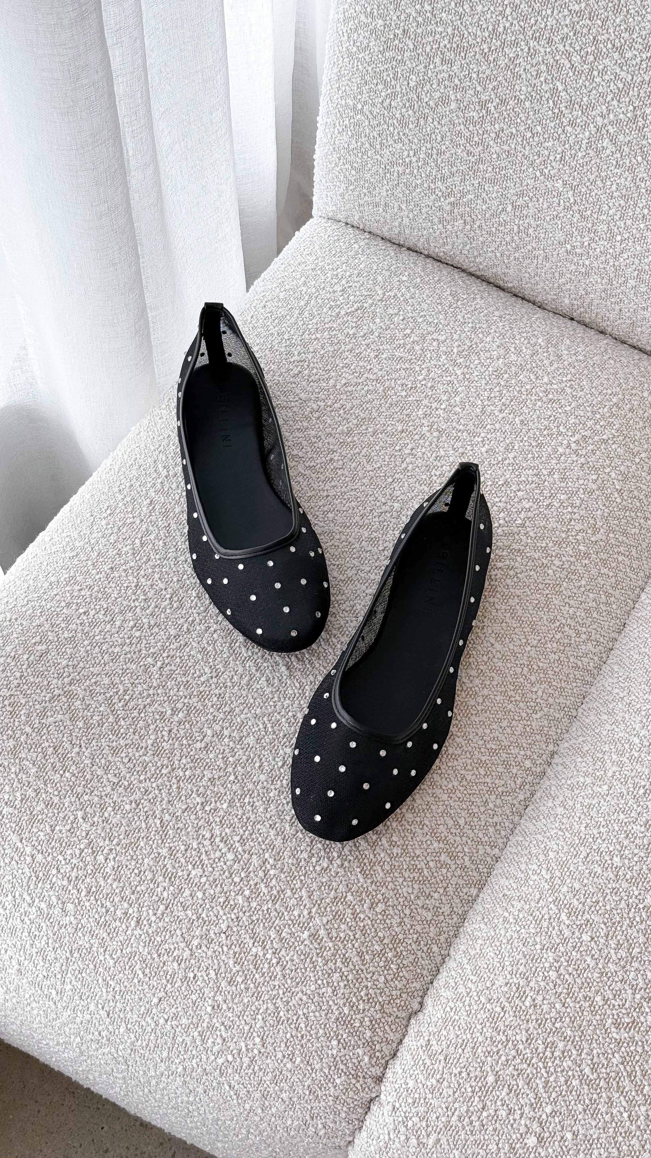 Gerani Flats - Black Mesh Diamante - Billy J