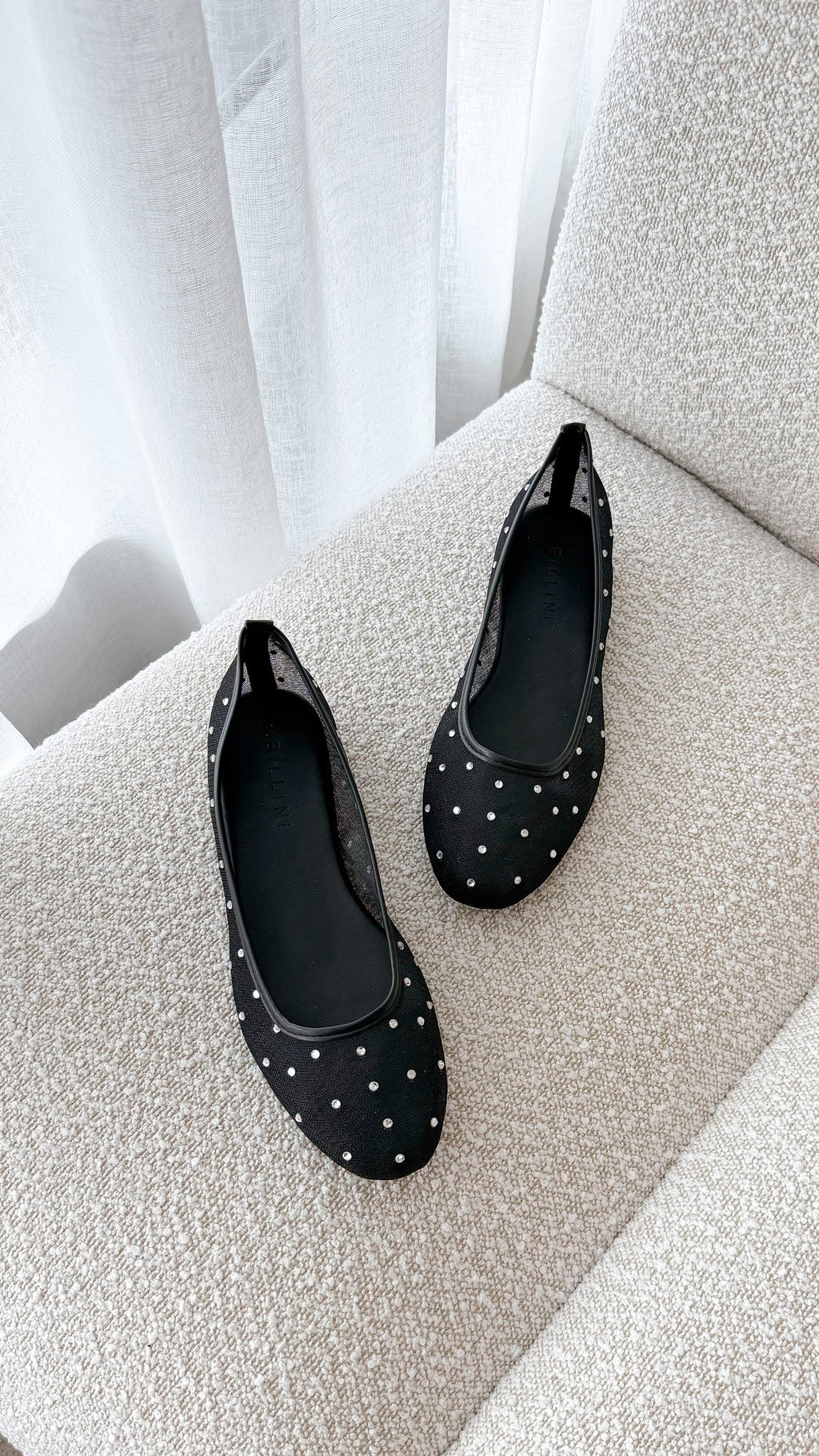 Gerani Flats - Black Mesh Diamante - Billy J