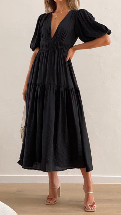 Load image into Gallery viewer, Erin Midi Dress - Black - Billy J
