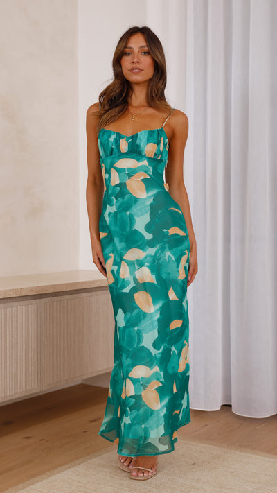 Load image into Gallery viewer, Margo Midi Dress - Green Print - Billy J
