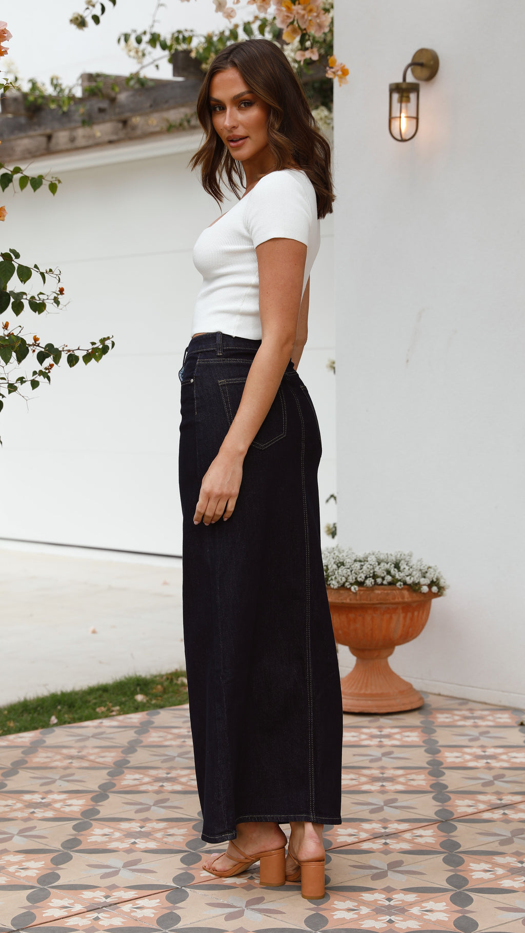 Rennie Denim Maxi Skirt - Navy - Billy J