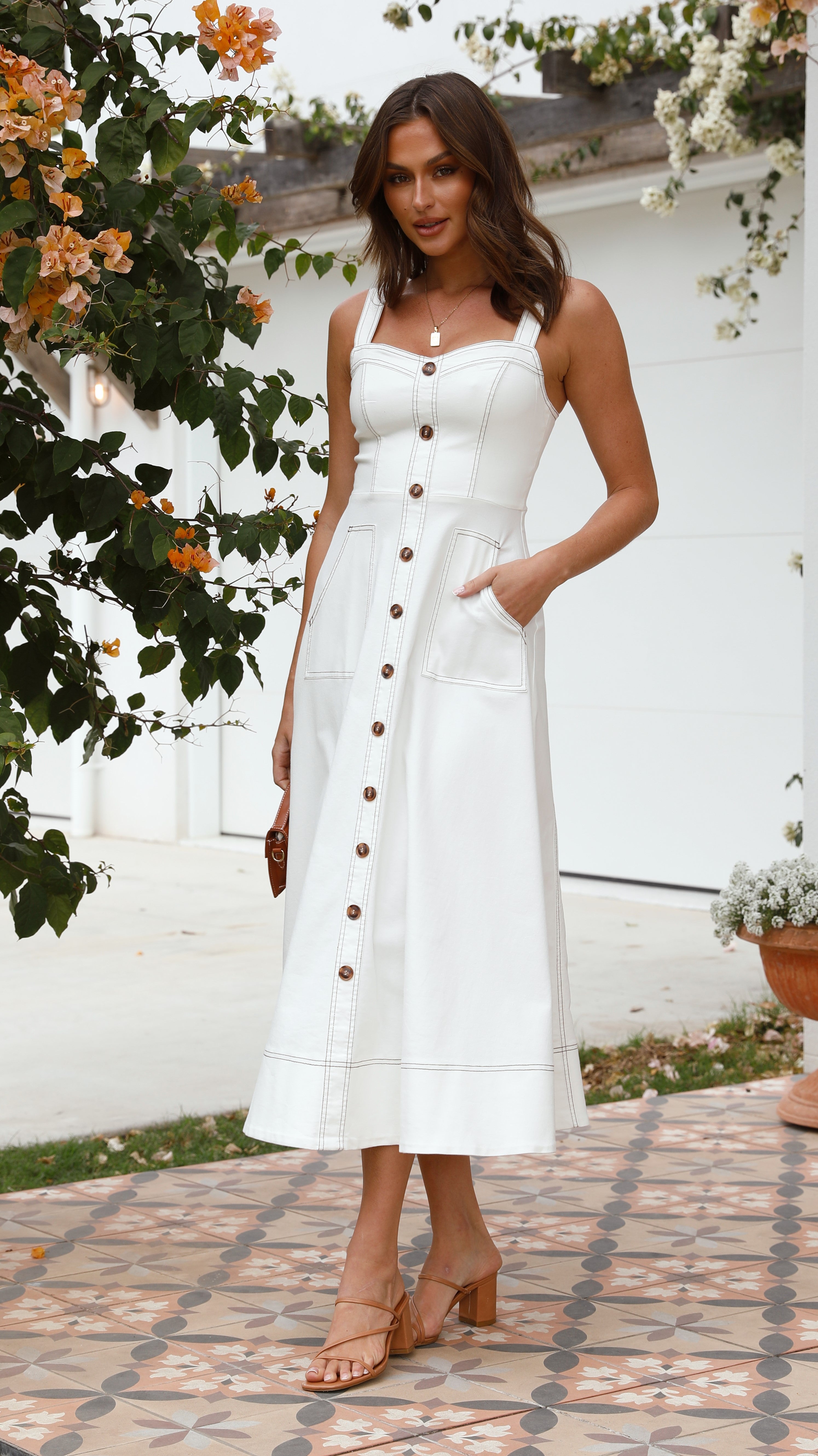 Indigo Maxi Dress - White Denim - Billy J