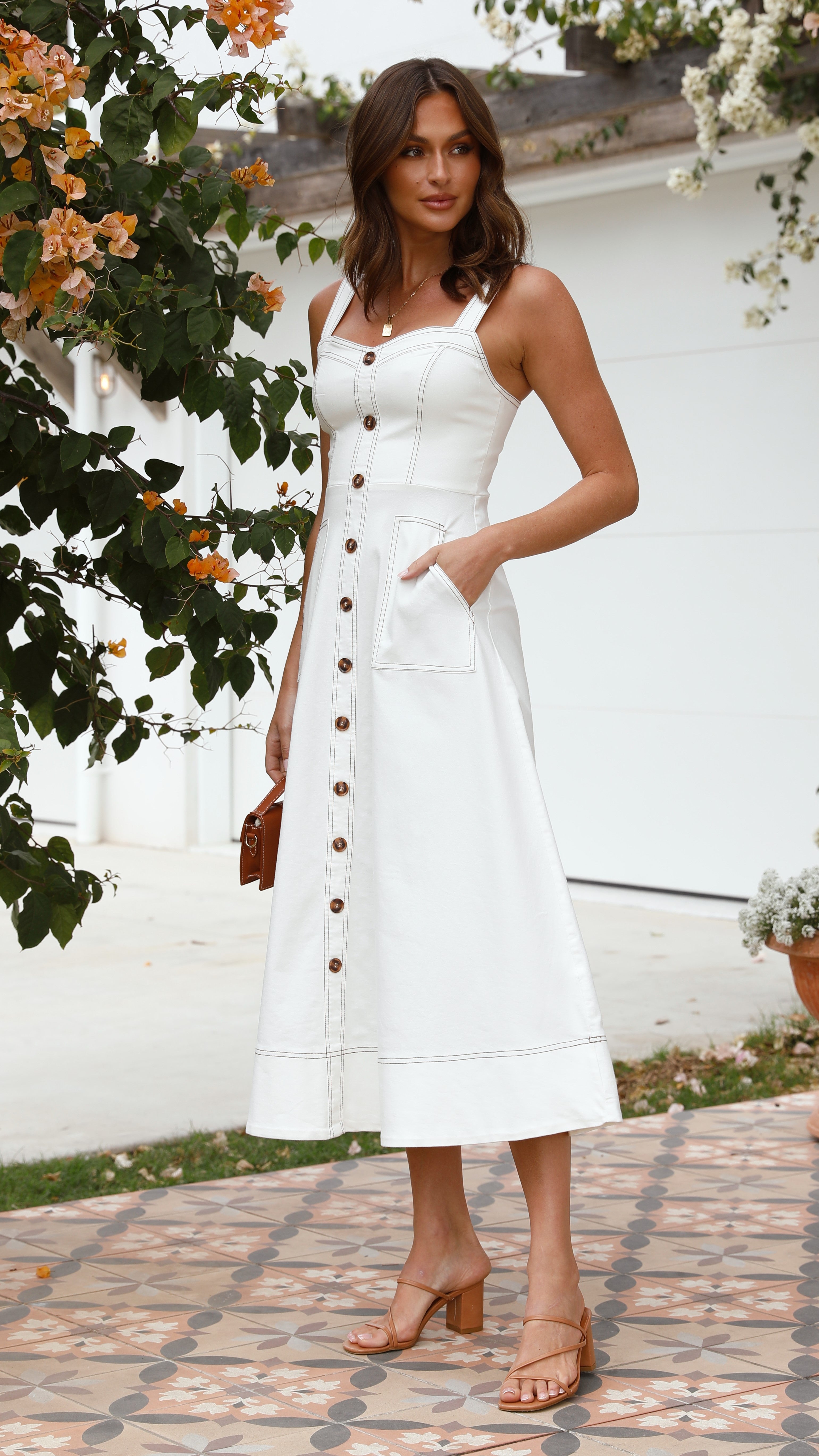 Indigo Maxi Dress - White Denim - Billy J