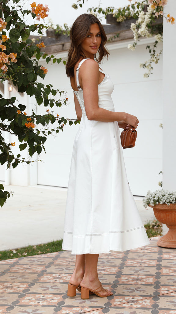 Indigo Maxi Dress - White Denim - Billy J