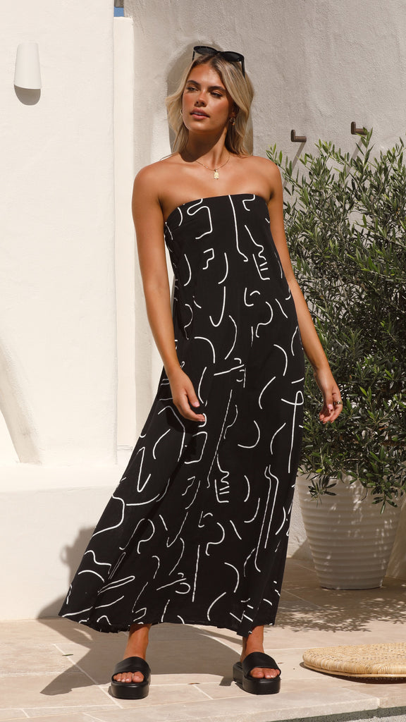 Connie Maxi Dress - Black Swirl - Billy J