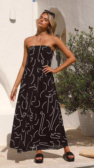 Load image into Gallery viewer, Connie Maxi Dress - Black Swirl - Billy J
