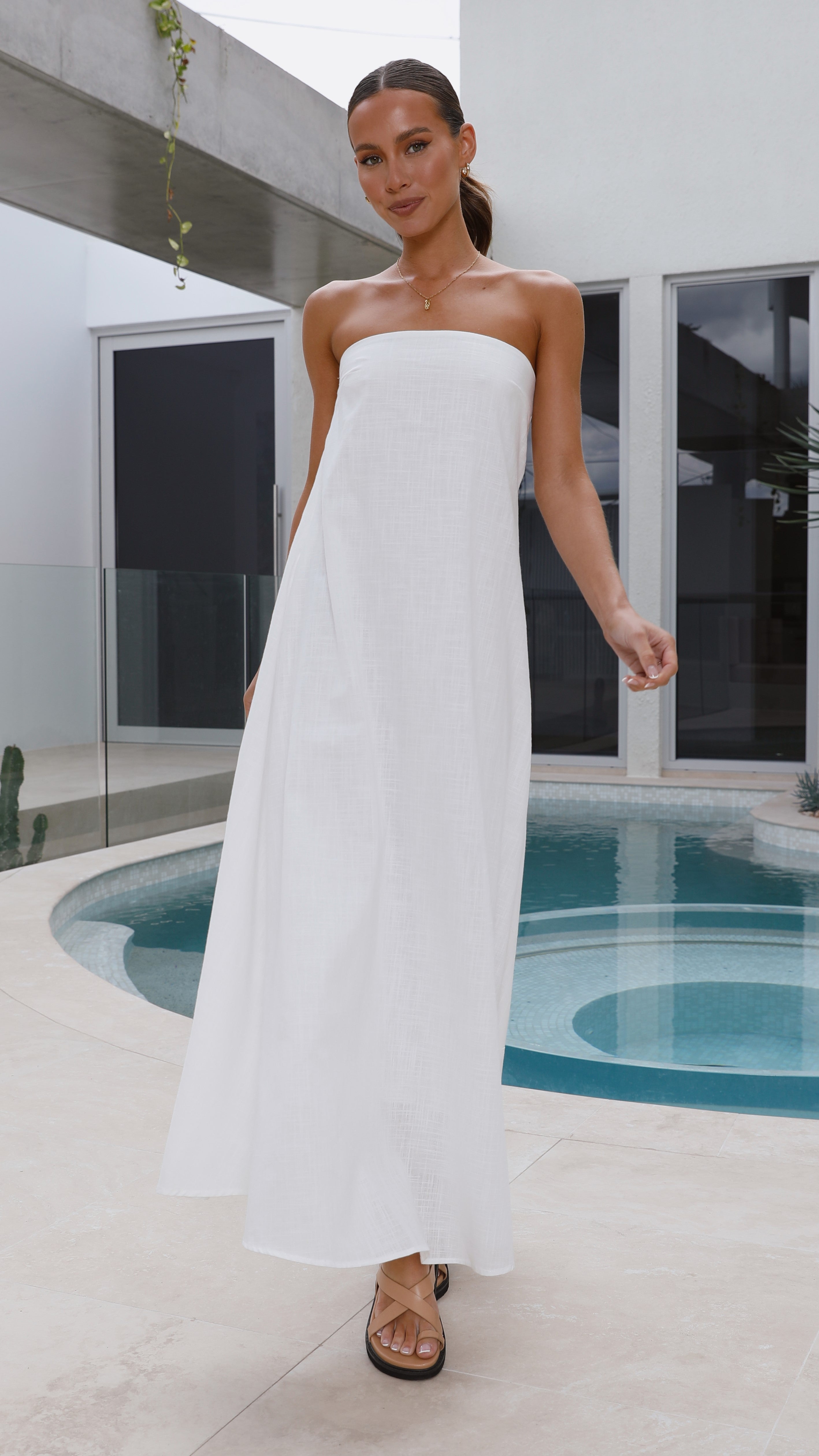 Connie Maxi Dress - White - Billy J