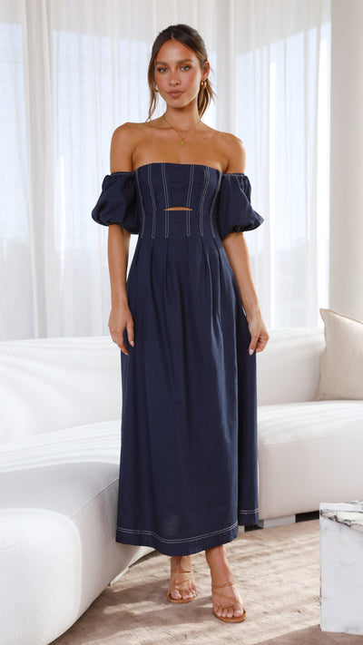 Load image into Gallery viewer, Claira Midi Dress - Navy - Billy J
