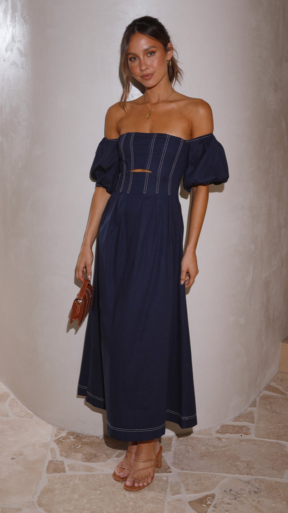 Claira Midi Dress - Navy - Billy J