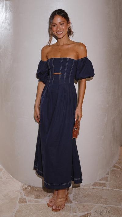 Load image into Gallery viewer, Claira Midi Dress - Navy - Billy J
