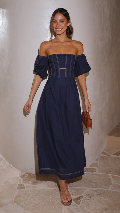 Load image into Gallery viewer, Claira Midi Dress - Navy - Billy J
