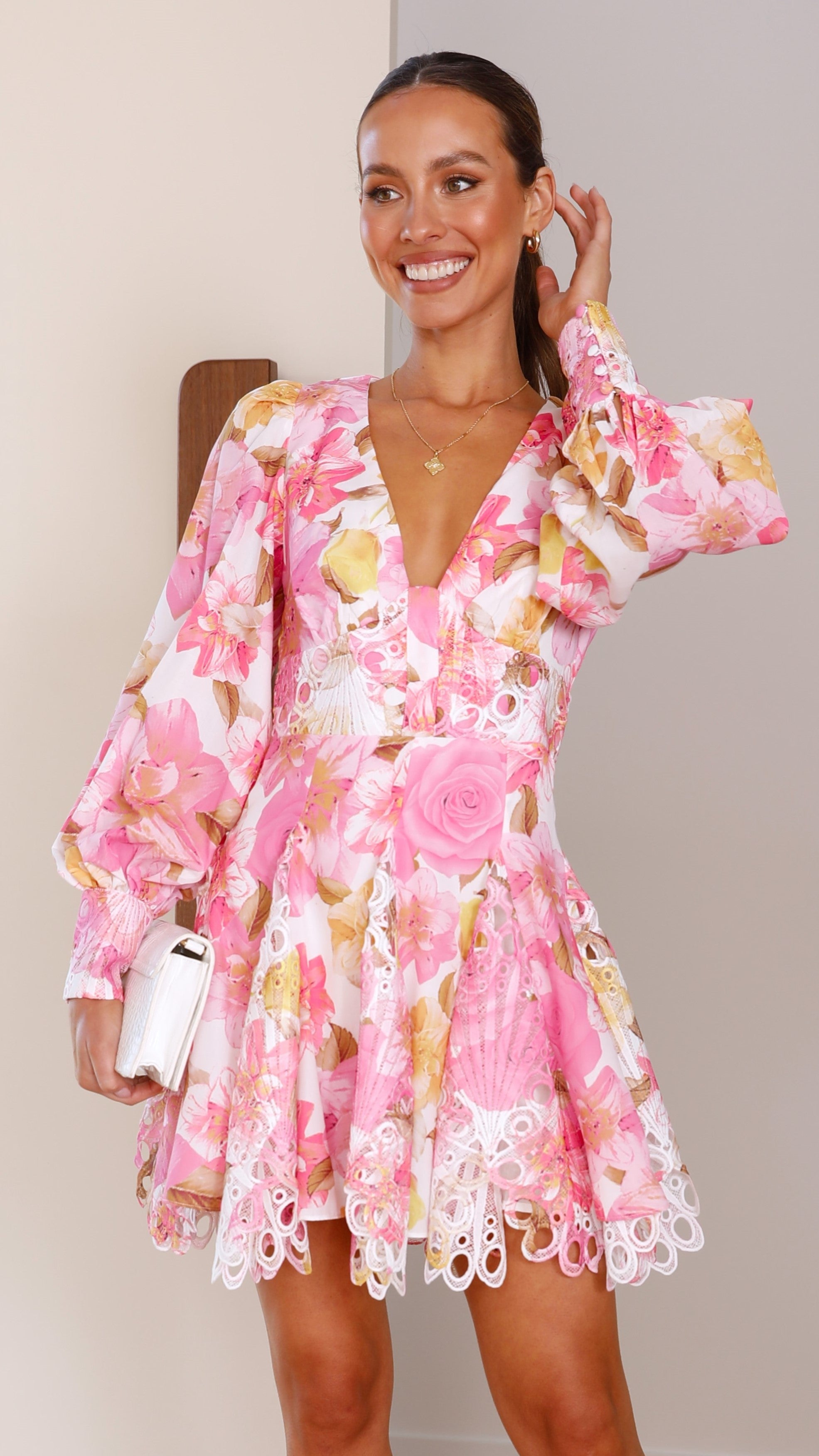 Felicity Mini Dress - Pink Floral - Billy J