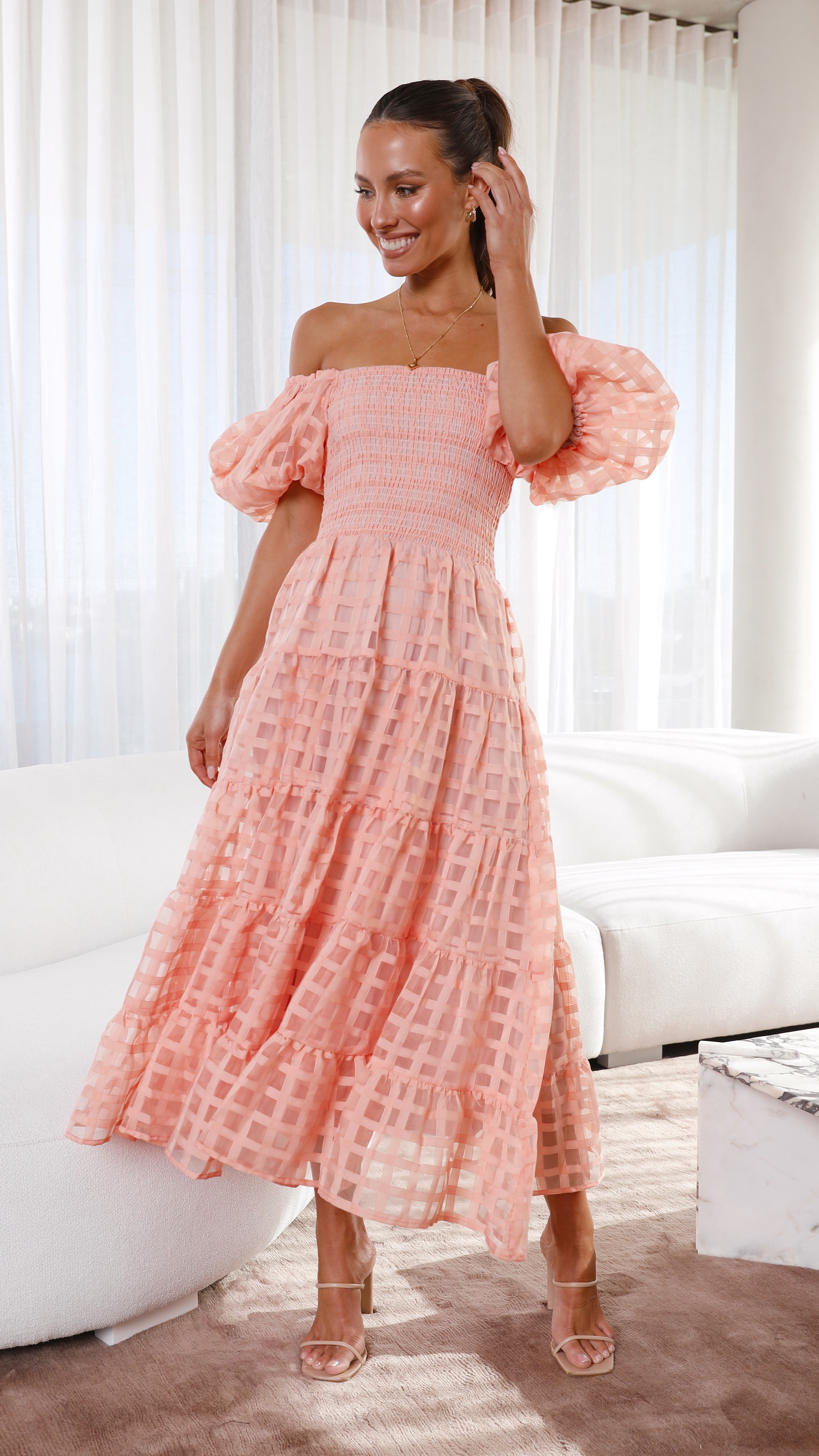 Deemi Maxi Dress - Peach - Billy J