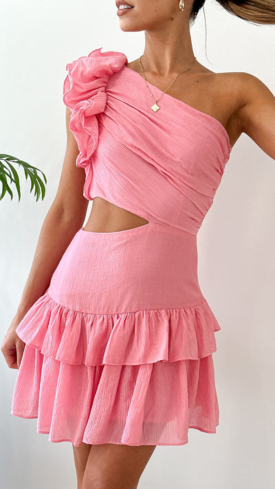 Load image into Gallery viewer, Addo Ruffle Mini Dress - Pink - Billy J
