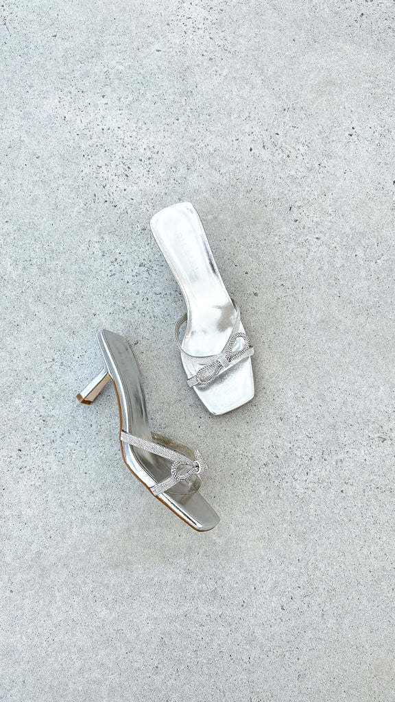 Fabia Heel - Silver Metallic Diamante - Billy J