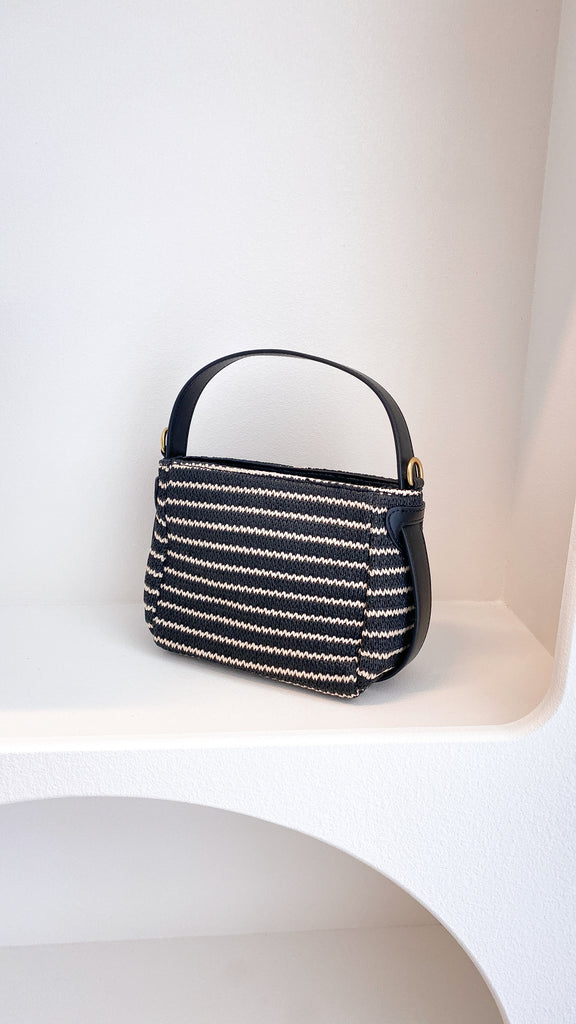 Lottie Woven Mini Handbag - Black/Natural - Billy J