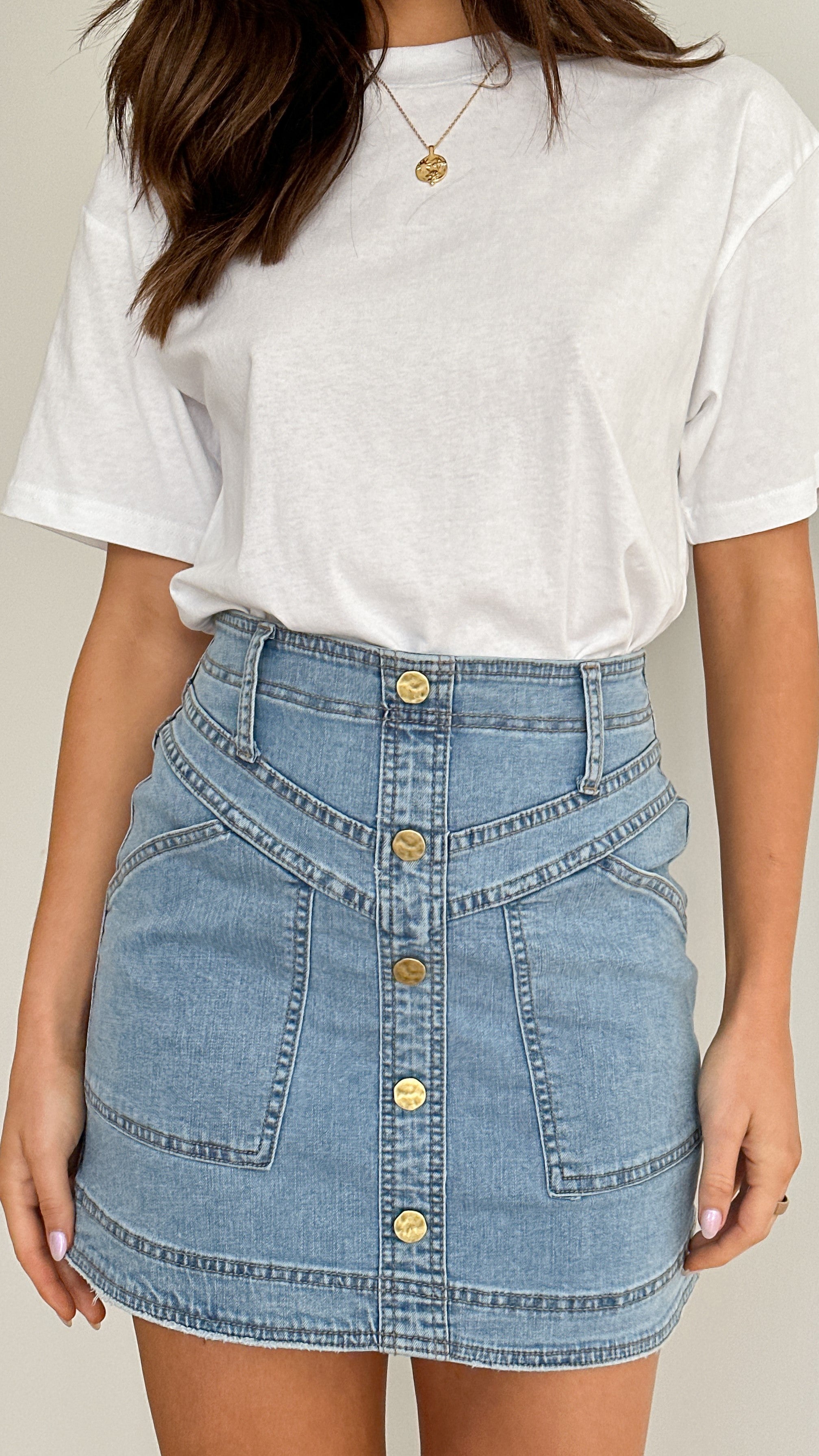 Lucilla Mini Skirt - Blue Denim - Billy J