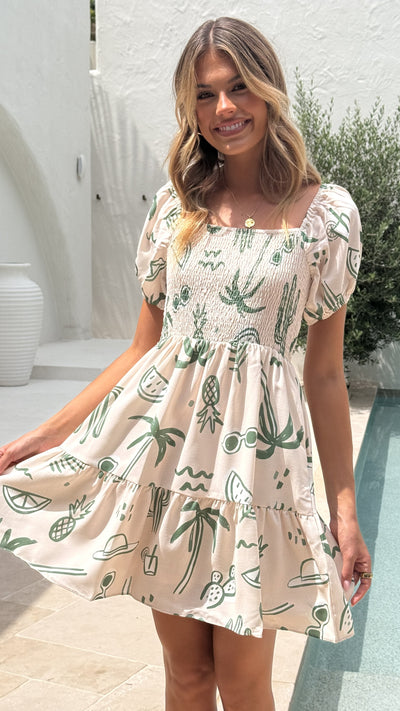 Load image into Gallery viewer, Zada Mini Dress - Green Palm - Billy J
