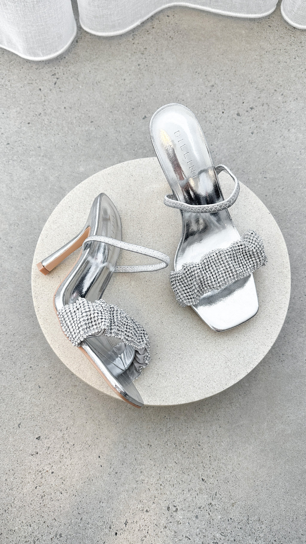 Brandi Heel - Silver Metallic Diamante - Billy J