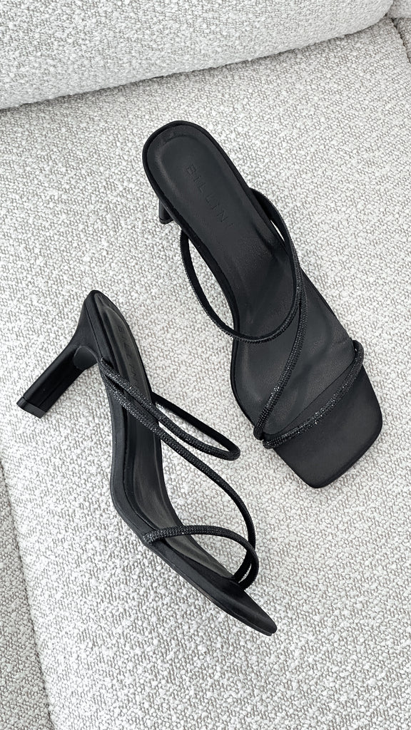 Femi Heel - Black Satin Diamante - Billy J