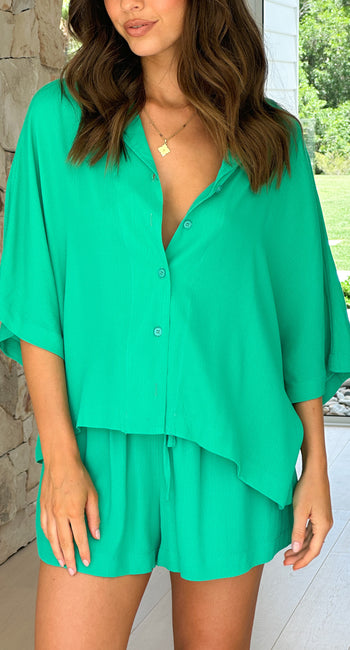 Edita Button Up Top - Green