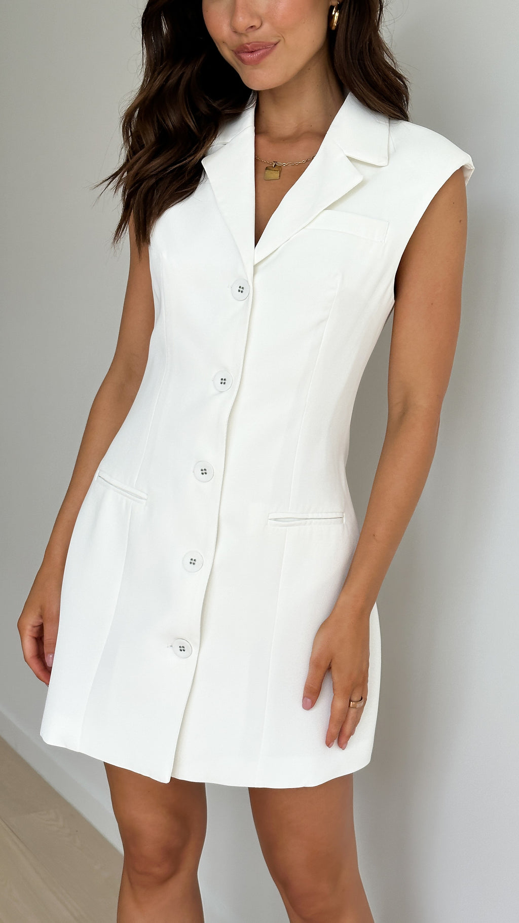 Tayli Blazer Dress - White - Billy J