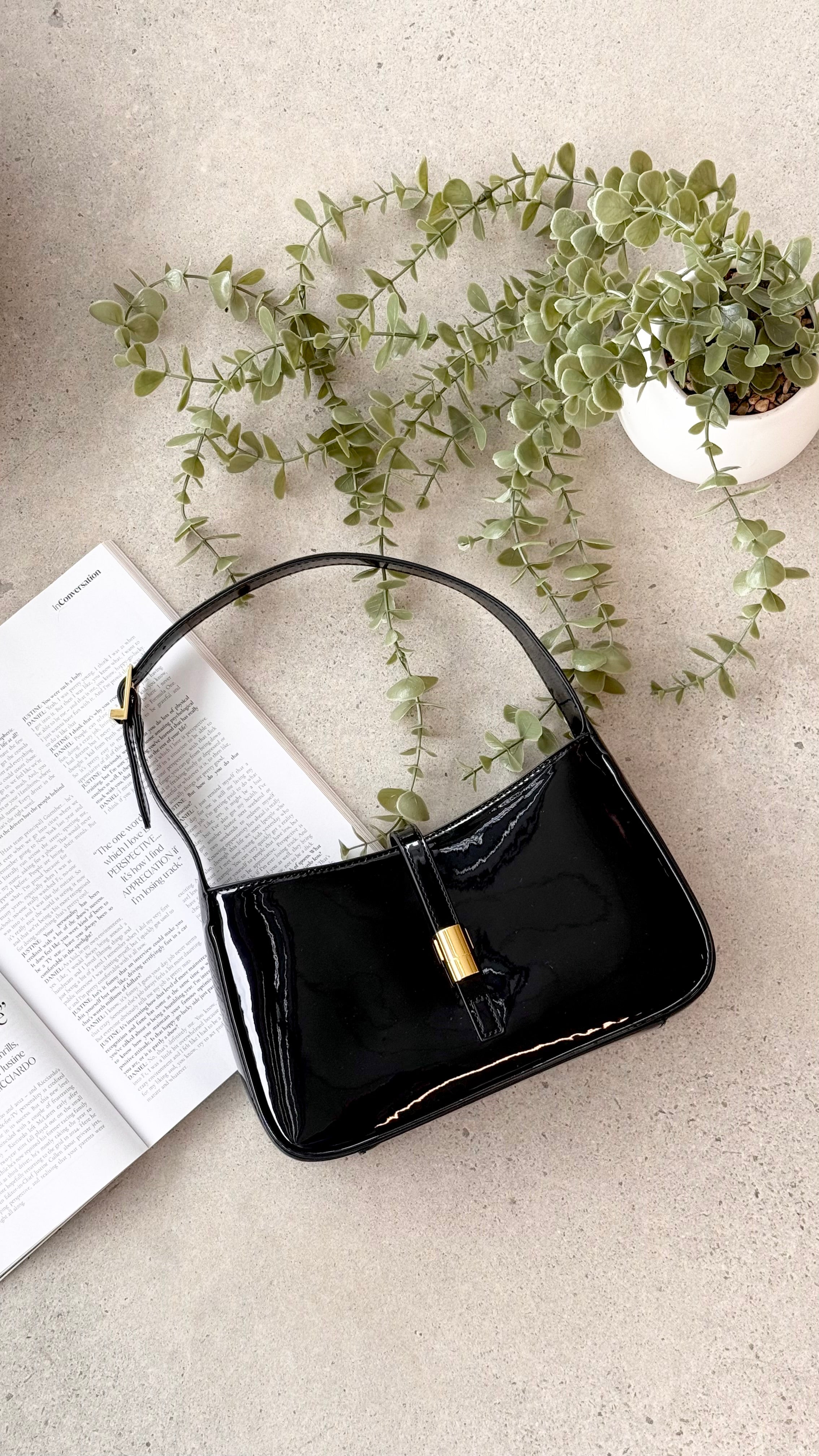 Clara Shoulder Bag - Black Patent - Billy J