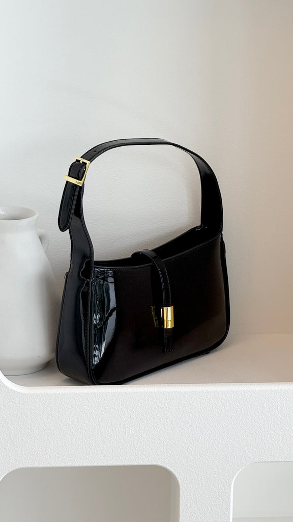 Clara Shoulder Bag - Black Patent - Billy J