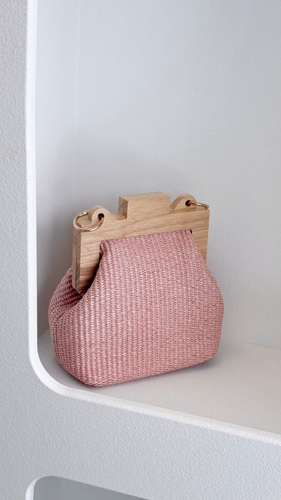 Load image into Gallery viewer, Abby Timber Frame Woven Mini Bag - Pale / Pink - Billy J
