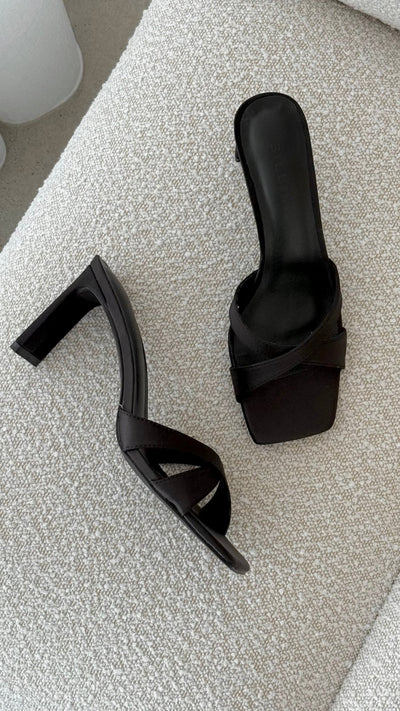 Load image into Gallery viewer, Kelsie Heels - Black Satin - Billy J
