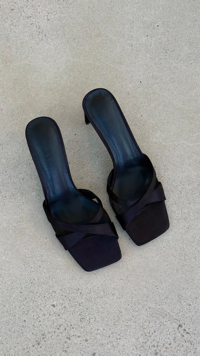 Load image into Gallery viewer, Kelsie Heels - Black Satin - Billy J
