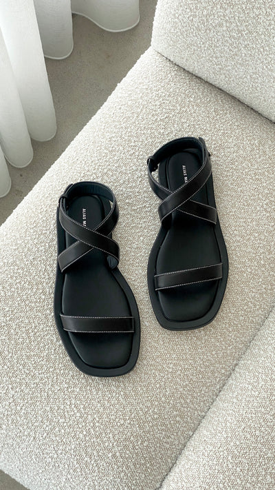 Load image into Gallery viewer, Kenia Sandals - Black Leather - Billy J
