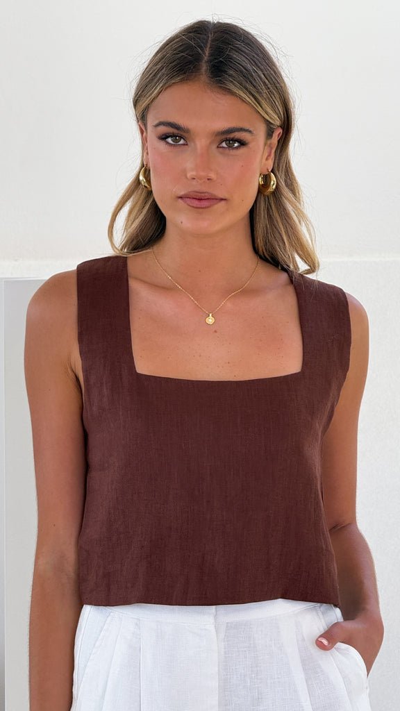 Tillie Crop Top - Brown - Billy J