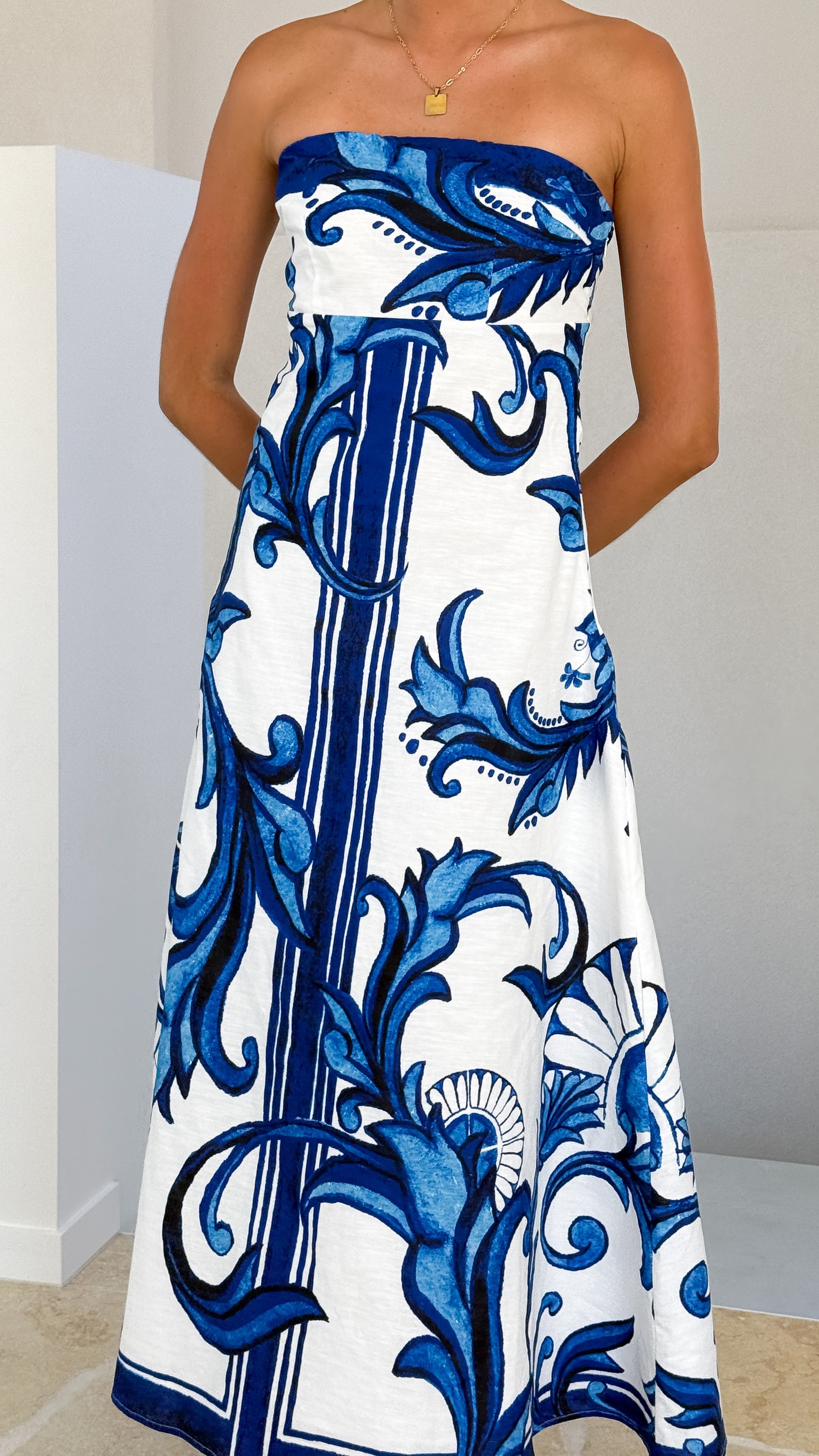 Madra Maxi Dress - Sapphire / White Zayna - Billy J