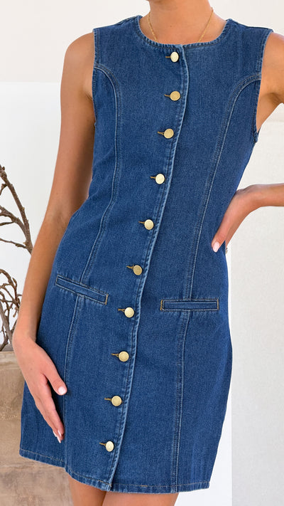 Load image into Gallery viewer, Nicoletta Mini Dress - Denim - Billy J
