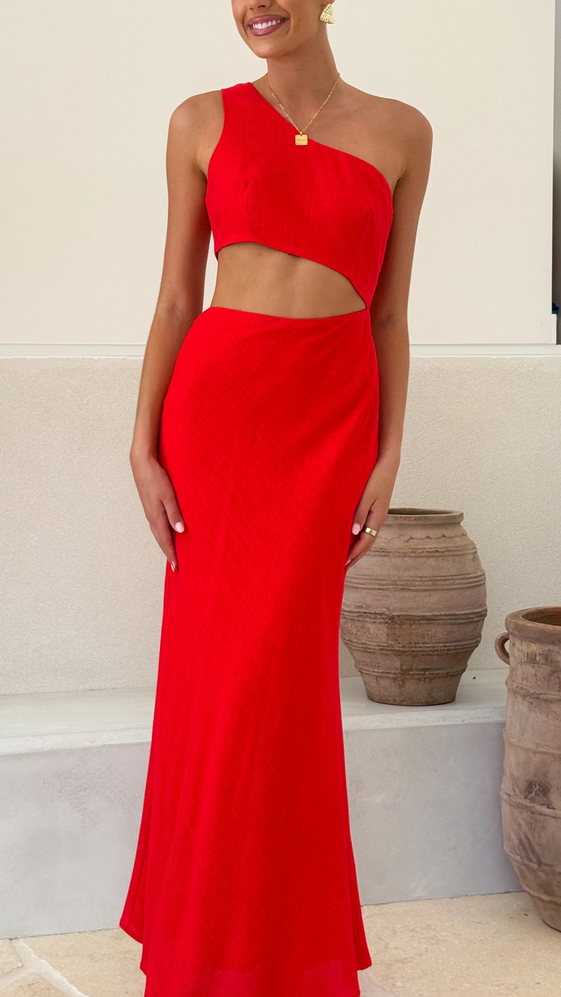 Abia Maxi Dress - Red - Billy J