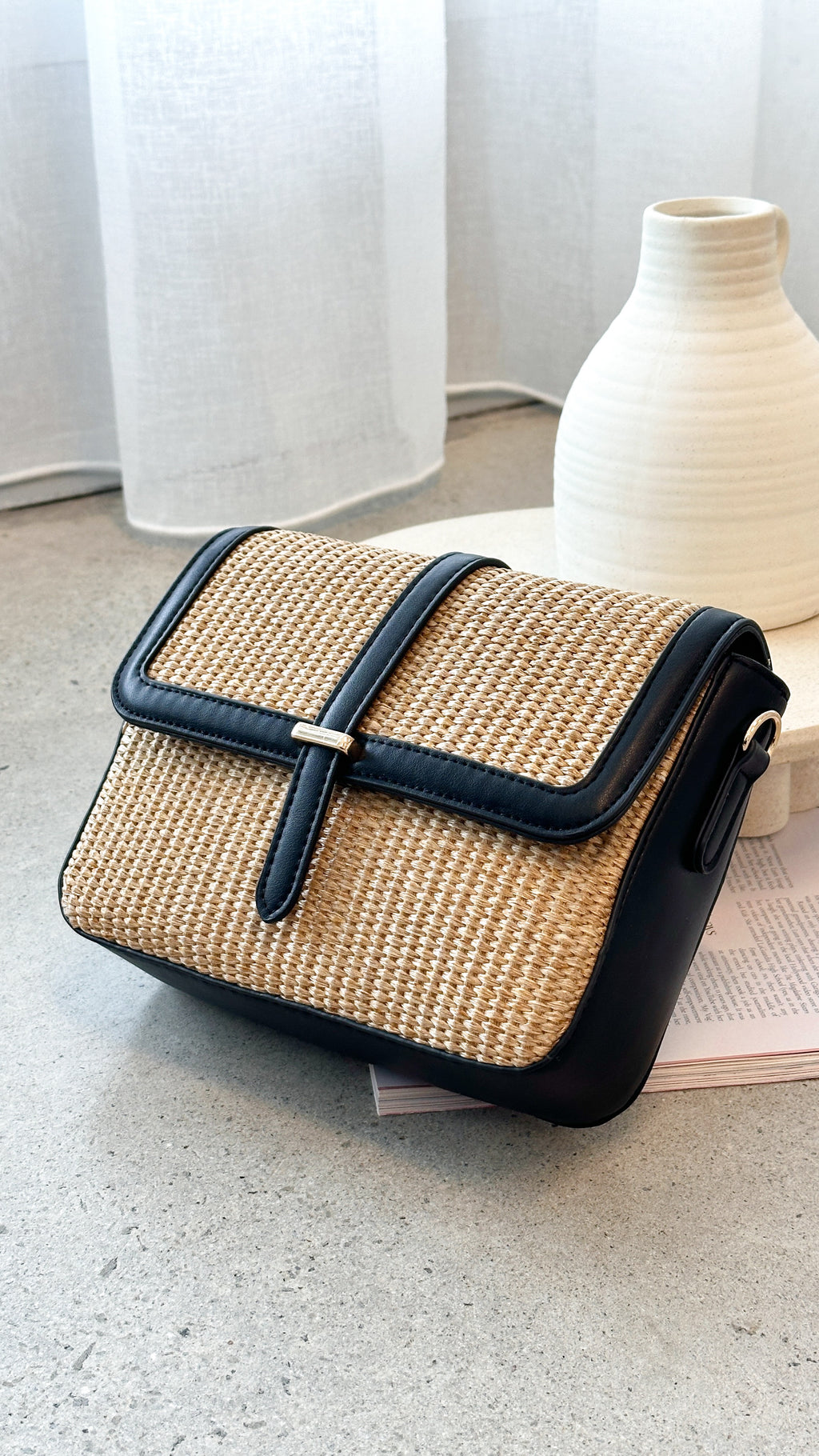 Calla Bag - Straw / PU Black - Billy J