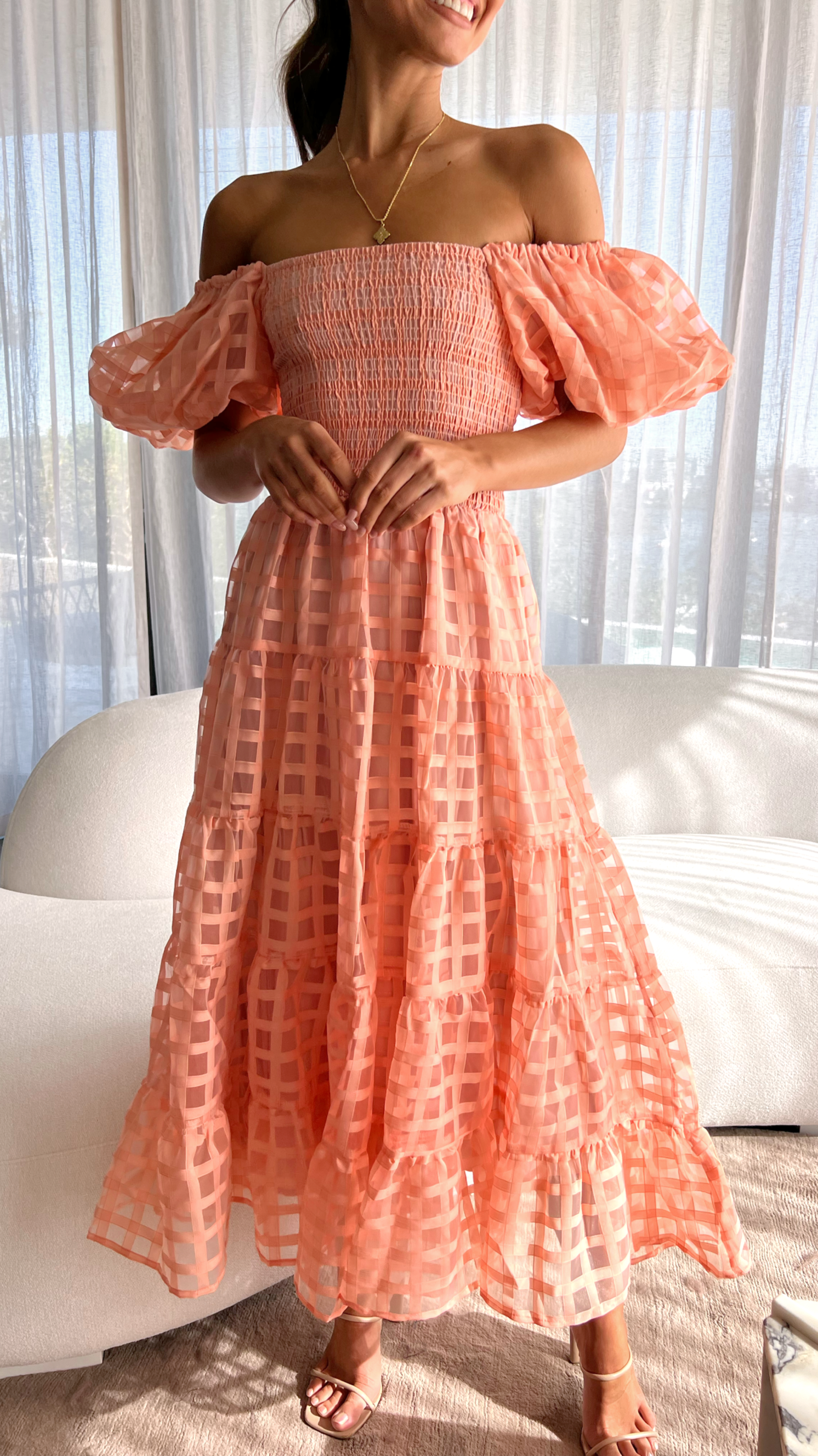 Deemi Maxi Dress - Peach - Billy J