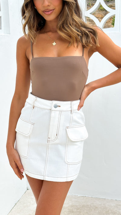 Load image into Gallery viewer, Darcy Mini Skirt - White Denim - Billy J
