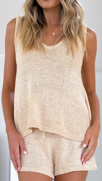 Load image into Gallery viewer, Summer Knit Top and Shorts Set - Natural - Billy J
