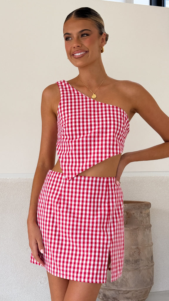 Jalena One Shoulder Top - Picnic Red - Billy J