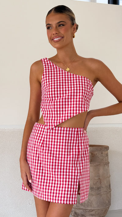 Load image into Gallery viewer, Jalena One Shoulder Top - Picnic Red - Billy J
