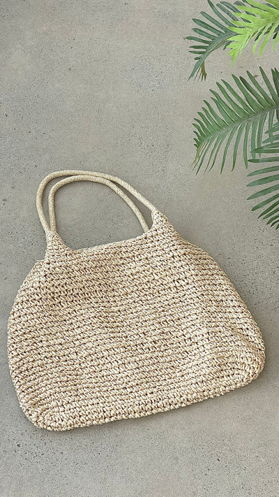 Load image into Gallery viewer, Solana Summer Tote Bag - Beige Straw - Billy J
