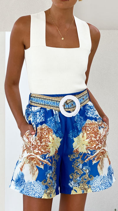 Load image into Gallery viewer, Lue Shorts - Blue/White Print - Billy J
