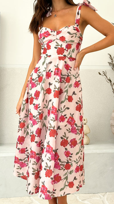 Load image into Gallery viewer, Sylvie Midi Dress - Pink Floral - Billy J
