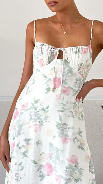 Load image into Gallery viewer, Nova Maxi Dress - White Floral - Billy J
