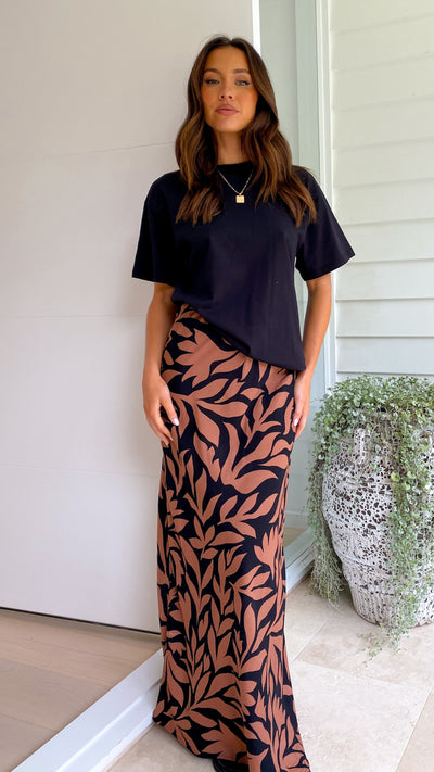 Load image into Gallery viewer, Linda Maxi Skirt - Black/Choc - Billy J
