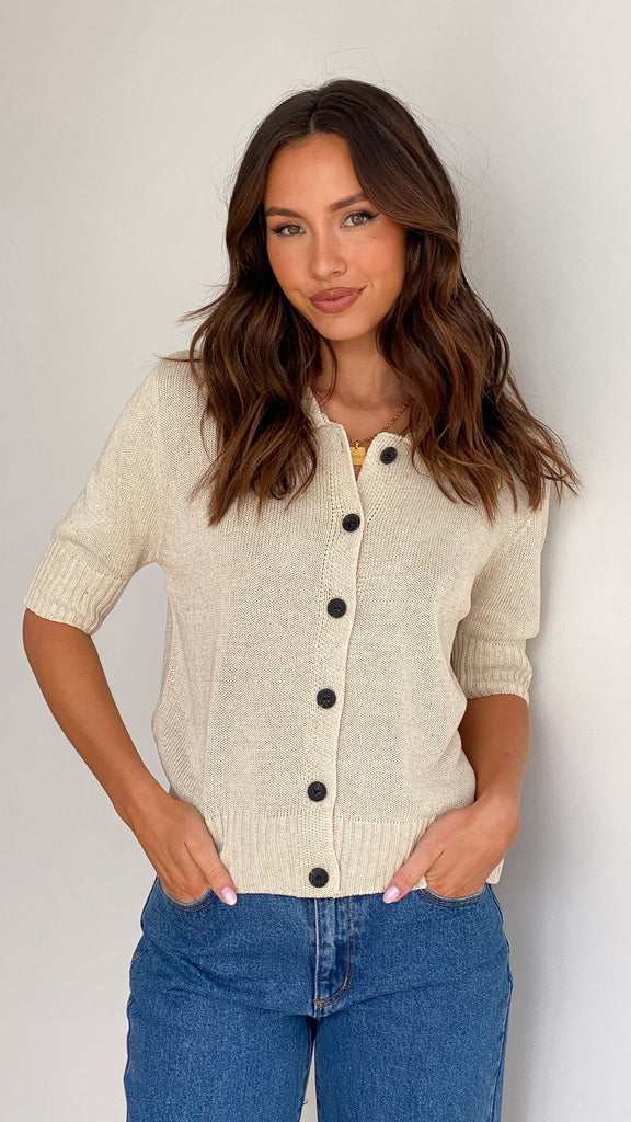 Nadine Knit Top - Natural - Billy J