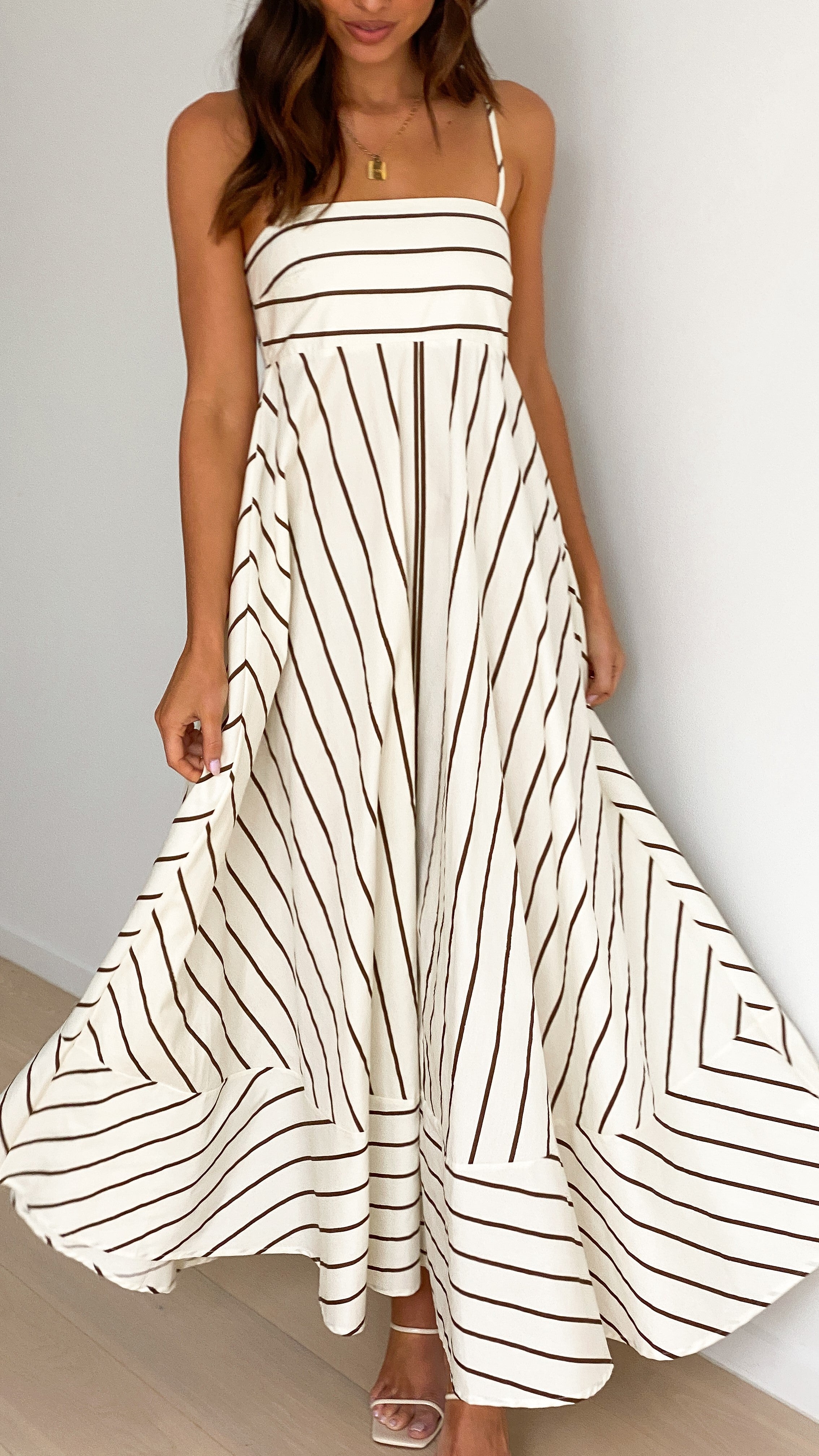 Kaethe Maxi Dress - Beige / Camel Stripe - Billy J